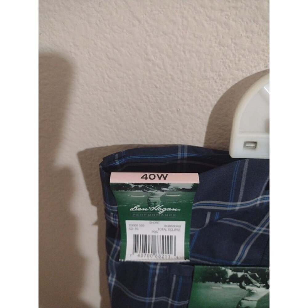 NWT Ben Hogan Men’s Performance Stretch Golf Navy Blue Plaid Shorts SZ 40 New - Picture 8 of 11